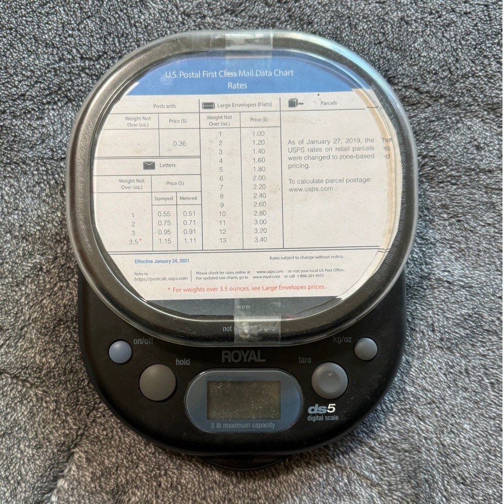 Royal DS5 Digital Postal Scale 5 lb Capacity Black USPS Rate Chart Tare Hold